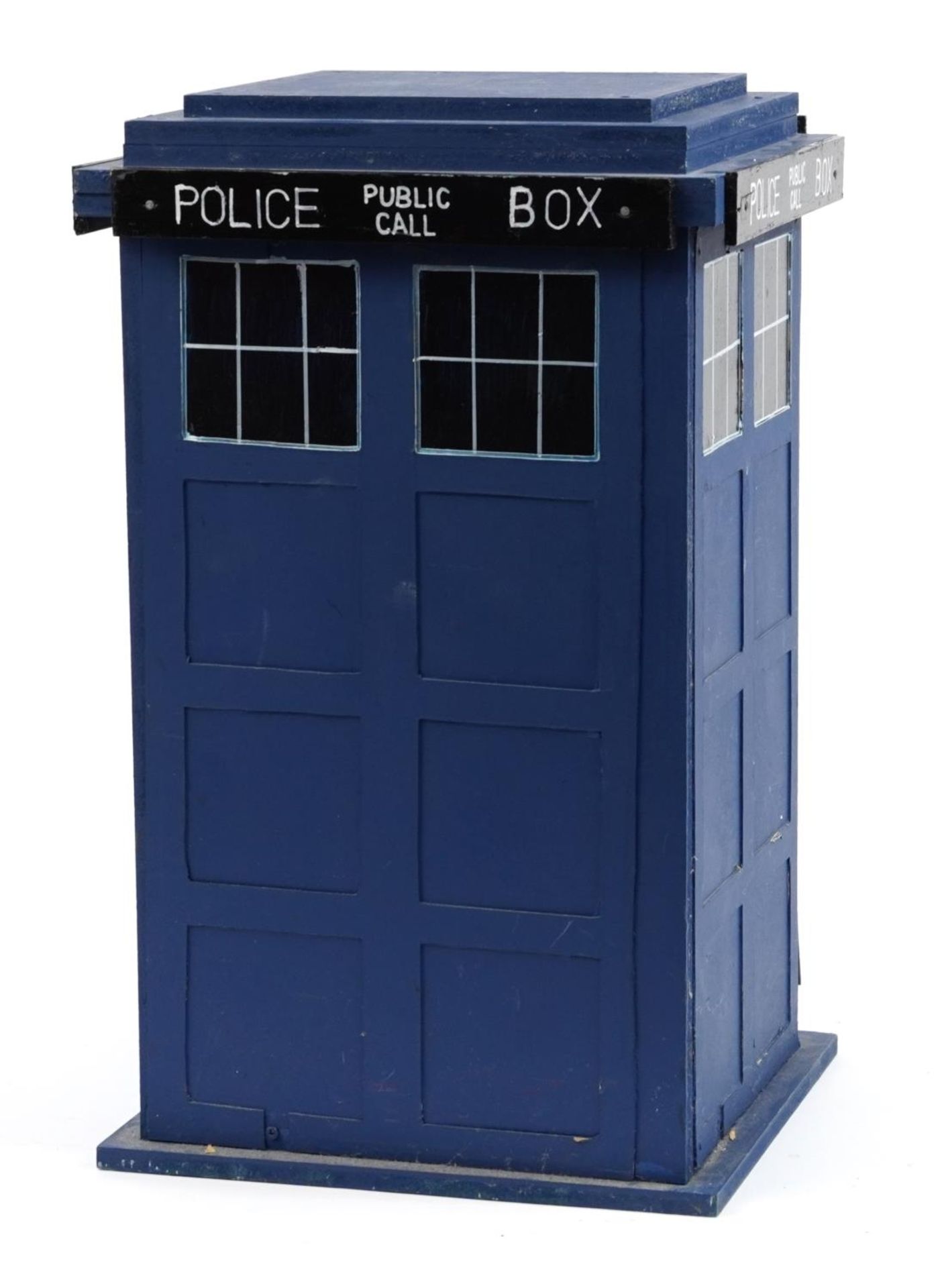 Novelty painted wood Doctor Who Tardis illuminated table cabinet, 58cm H x 35cm W x 35cm D - Image 3 of 3