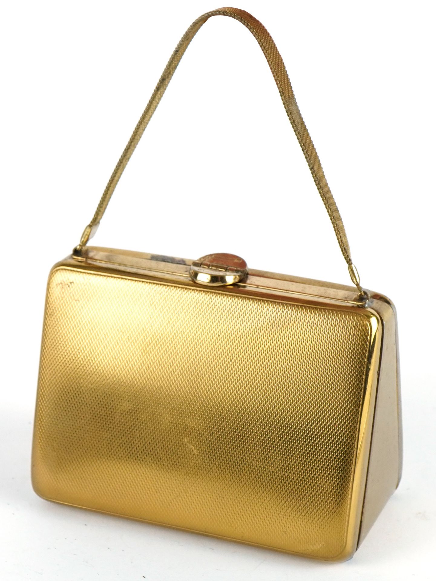Vintage ladies compact combination purse/cigarette case in the form of a handbag, 9.5cm wide