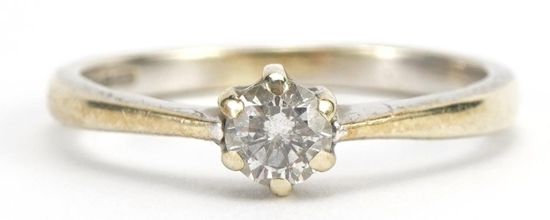 9ct white gold diamond solitaire ring, the diamond approximately 4.2mm in diameter, size N, 2.3g