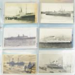 Collection of shipping interest postcards arranged in an album