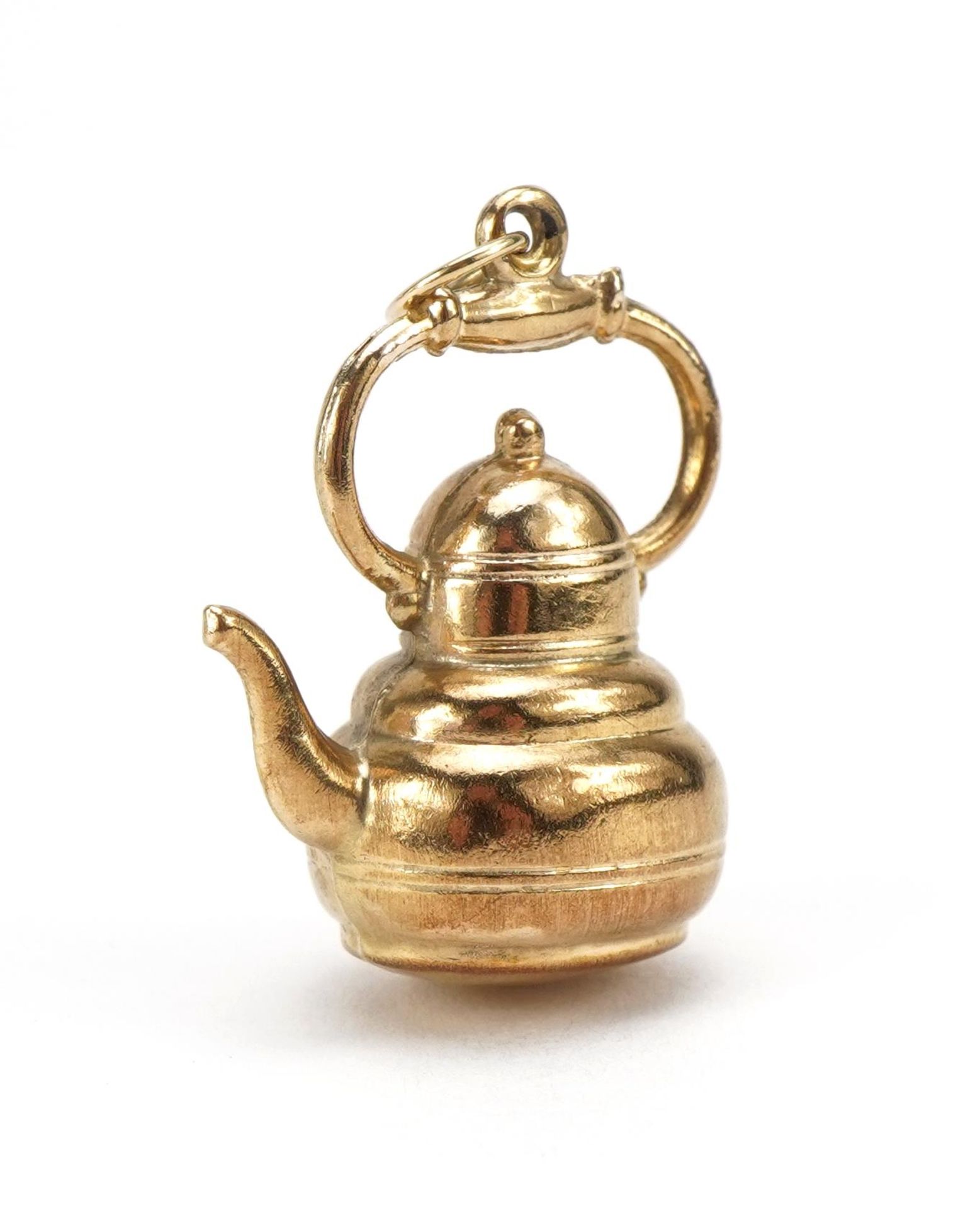 Large 9ct gold teapot charm, 2.7cm high, 2.5g