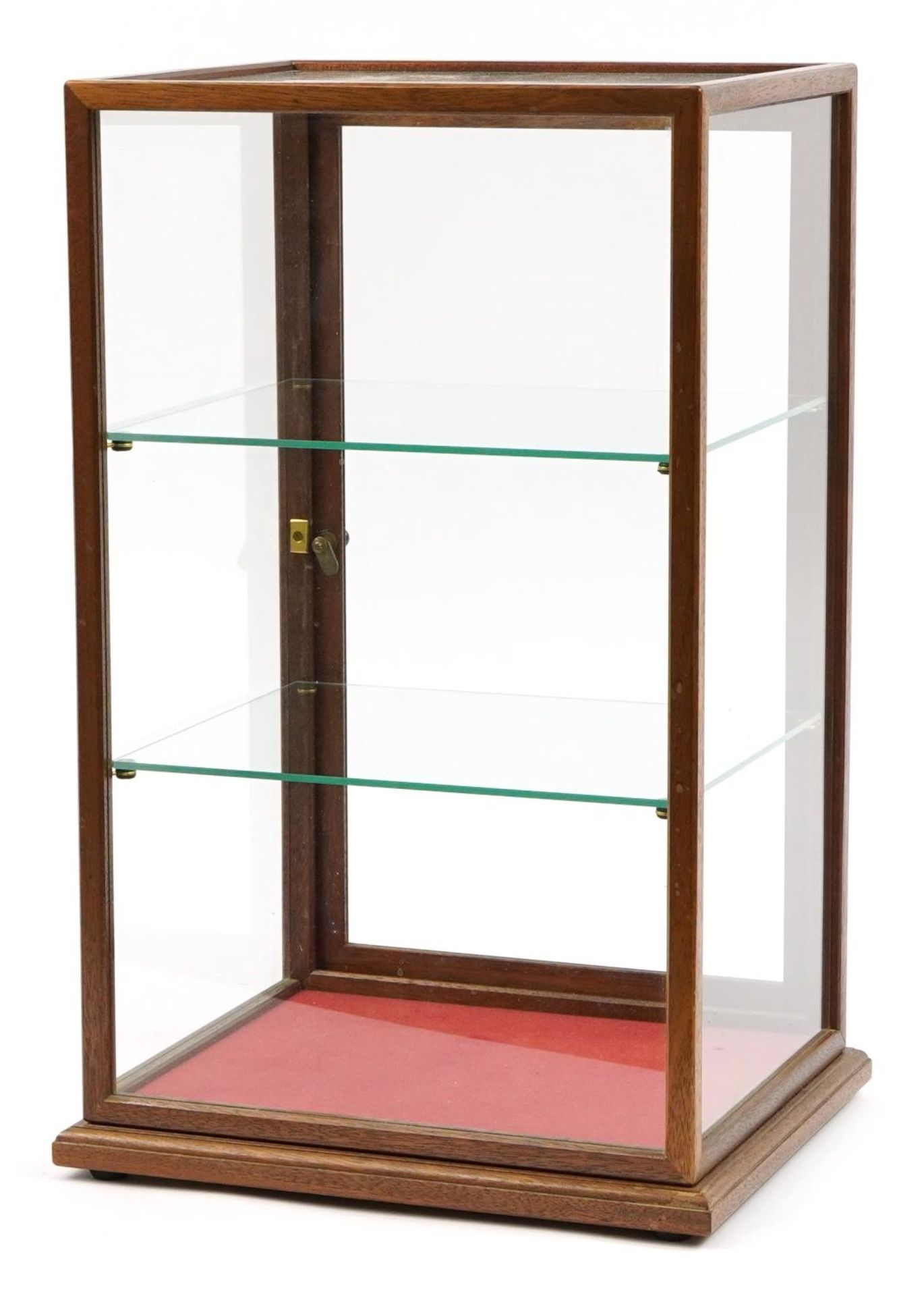 Mahogany framed glass counter top display case with two glass shelves, 46cm H x 35cm W x 30.5cm D - Image 2 of 2