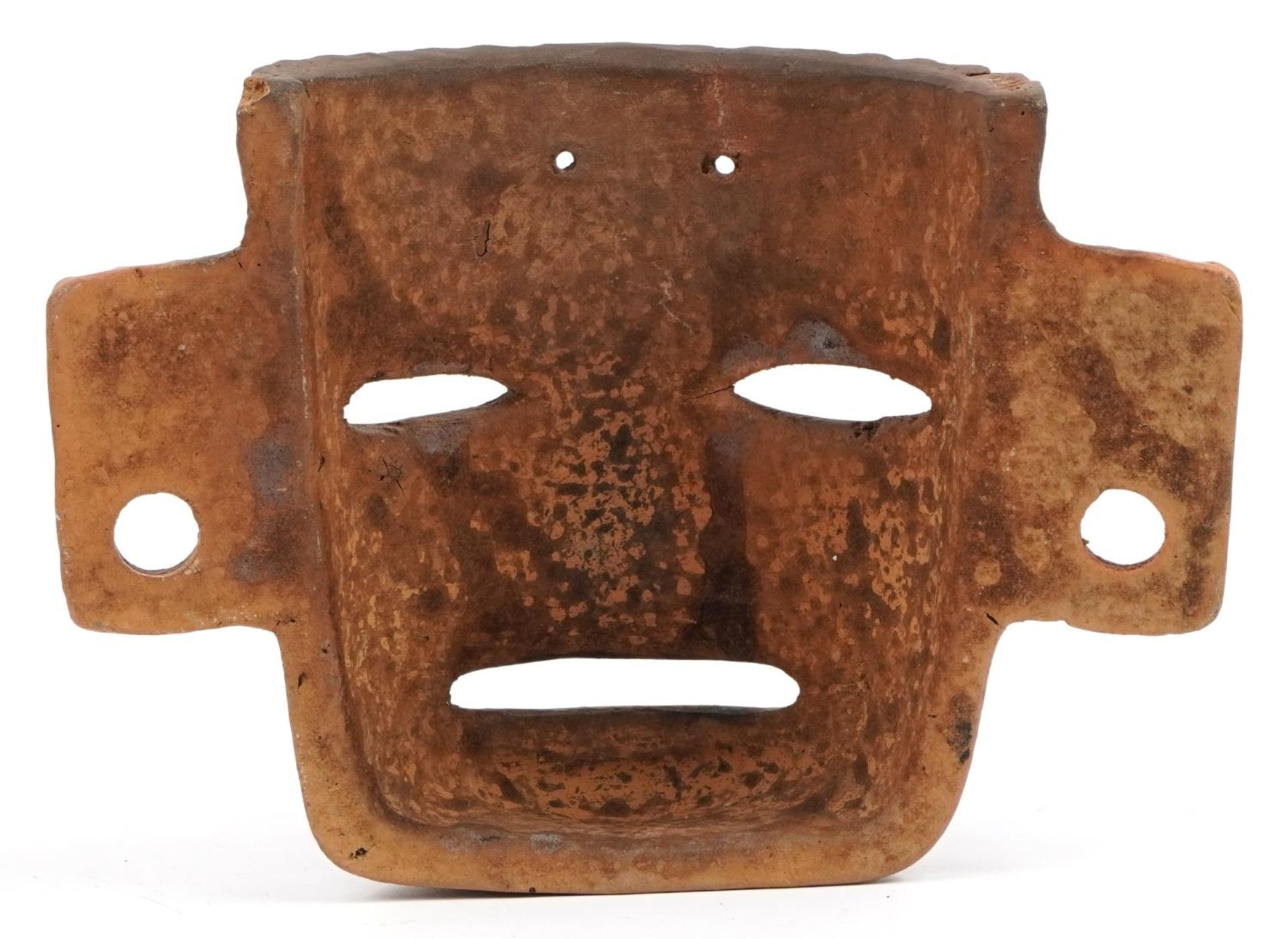 Columbian terracotta face mask, 24cm wide - Image 2 of 3