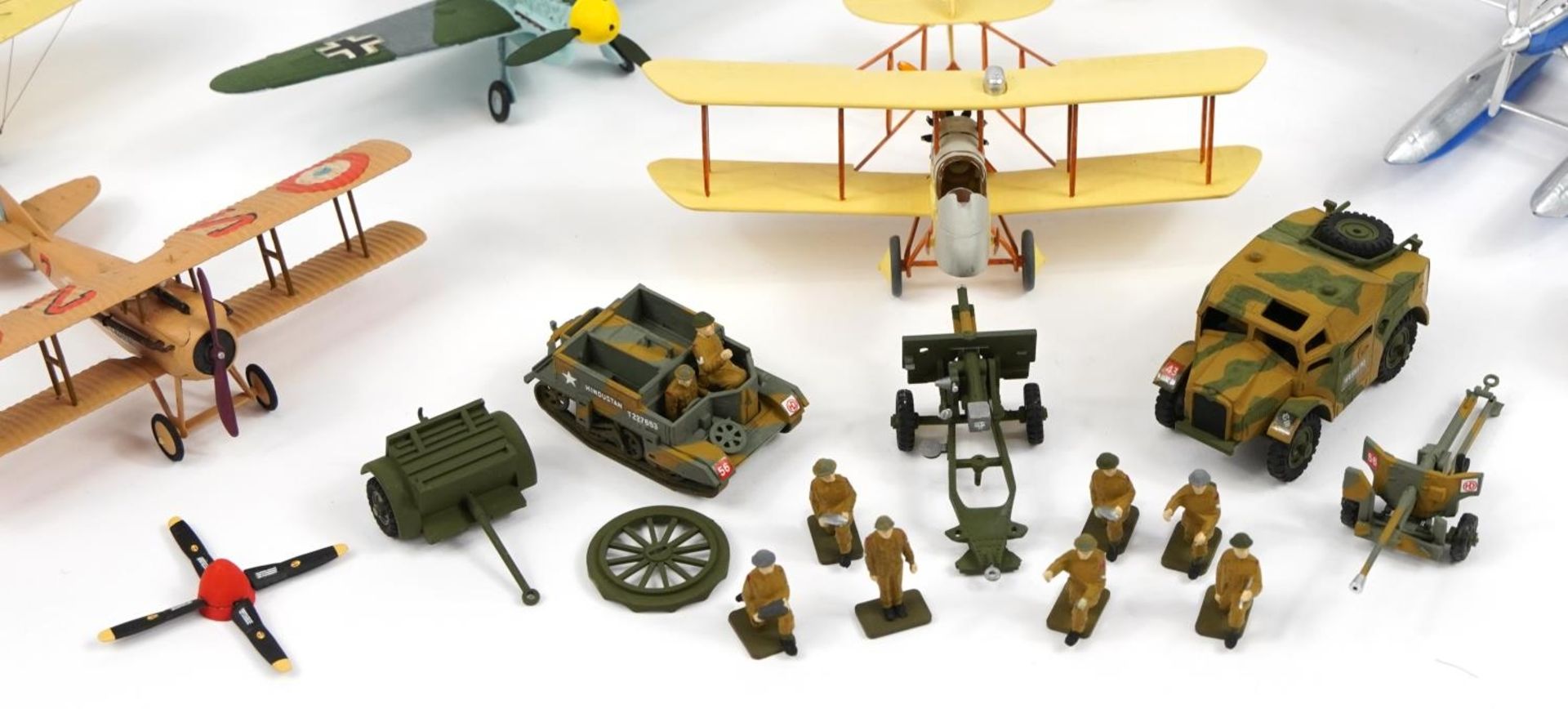 Collection of hand painted military interest aeroplanes and vehicles, the largest 16cm wide - Image 5 of 5