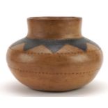African tribal interest pottery bowl incised with geometric motifs, possibly Shona tribe of