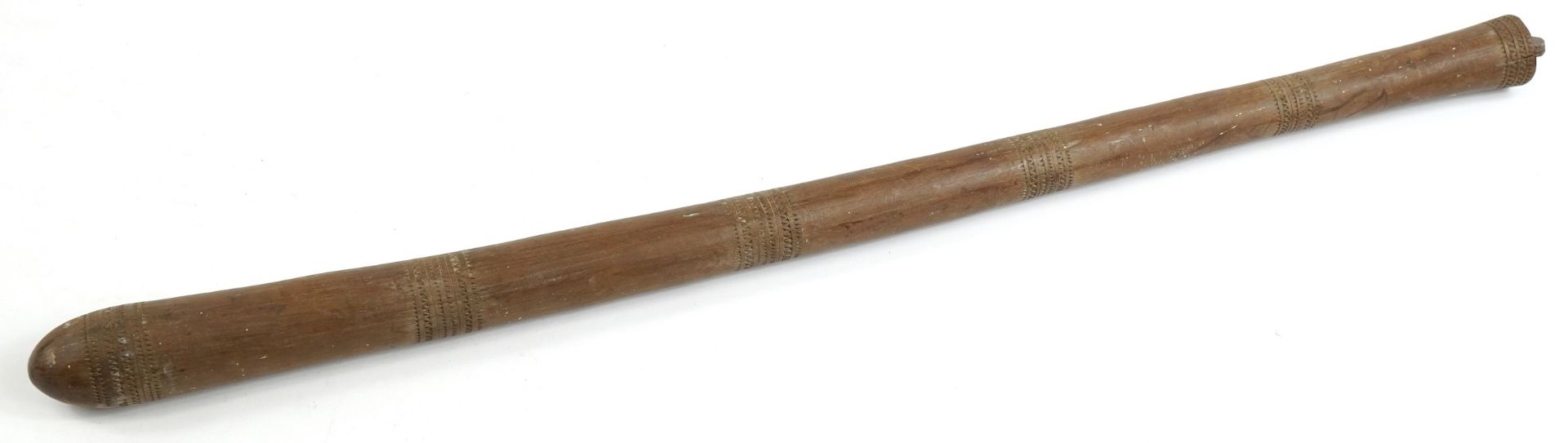 Tribal interest Povai hardwood club carved with geometric motifs, Tonga Islands, 98cm in length - Image 3 of 3