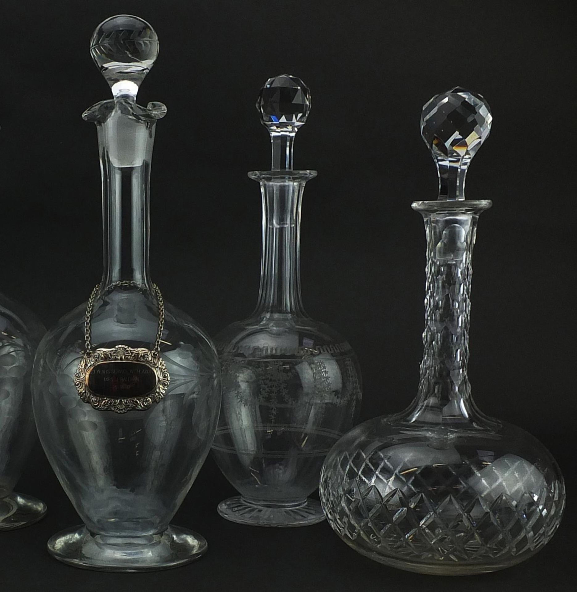 Six glass decanters including a pair of cut examples, the largest 33.5cm high - Image 3 of 3