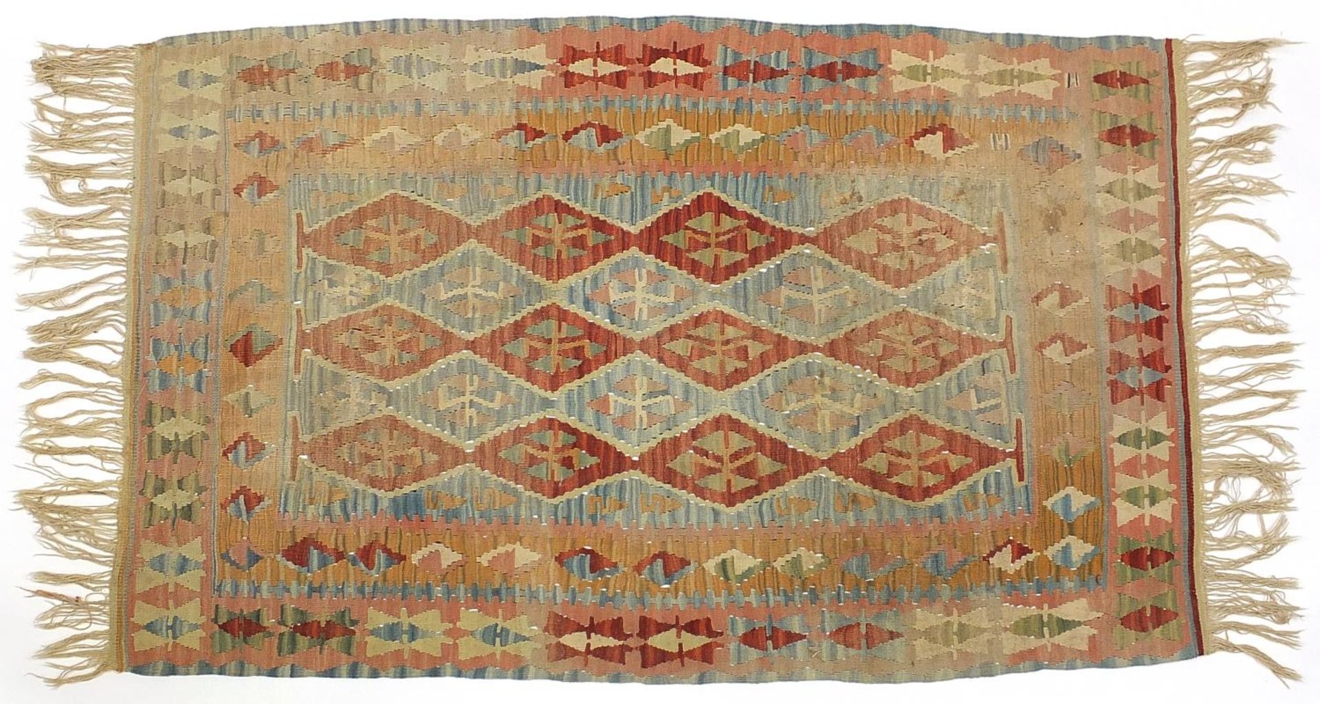 Rectangular Turkish Kilim rug having an all over geometric design, 190cm x 118cm - Image 3 of 3