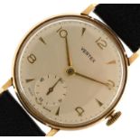 Vertex, vintage gentlemen's 9ct gold manual wind wristwatch, the case 30mm in diameter, total 31.9g