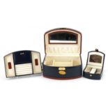 As new Dulwich Designs leather jewellery box, 24cm wide