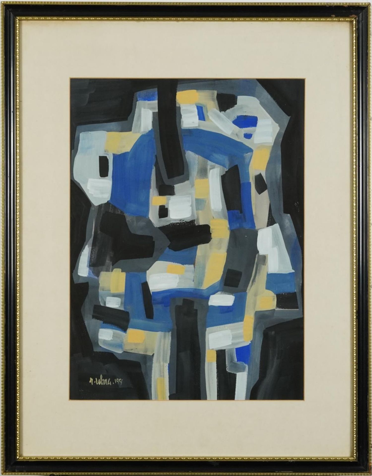 Manner of Raoul Ubac - Abstract composition, geometric shapes, French school gouache, mounted, - Bild 2 aus 4