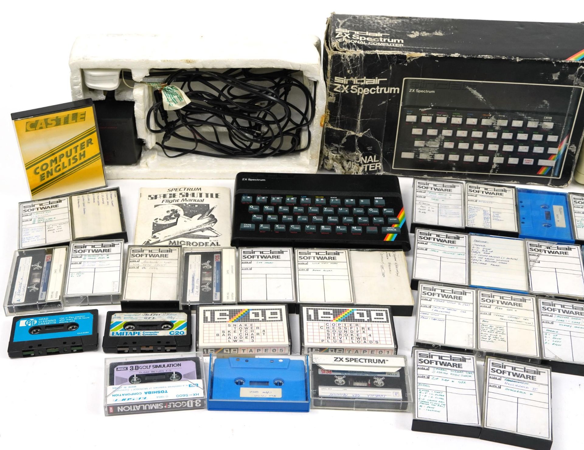 Vintage Sinclair ZX Spectrum with a collection of games and a Commodore Datassette - Image 2 of 3
