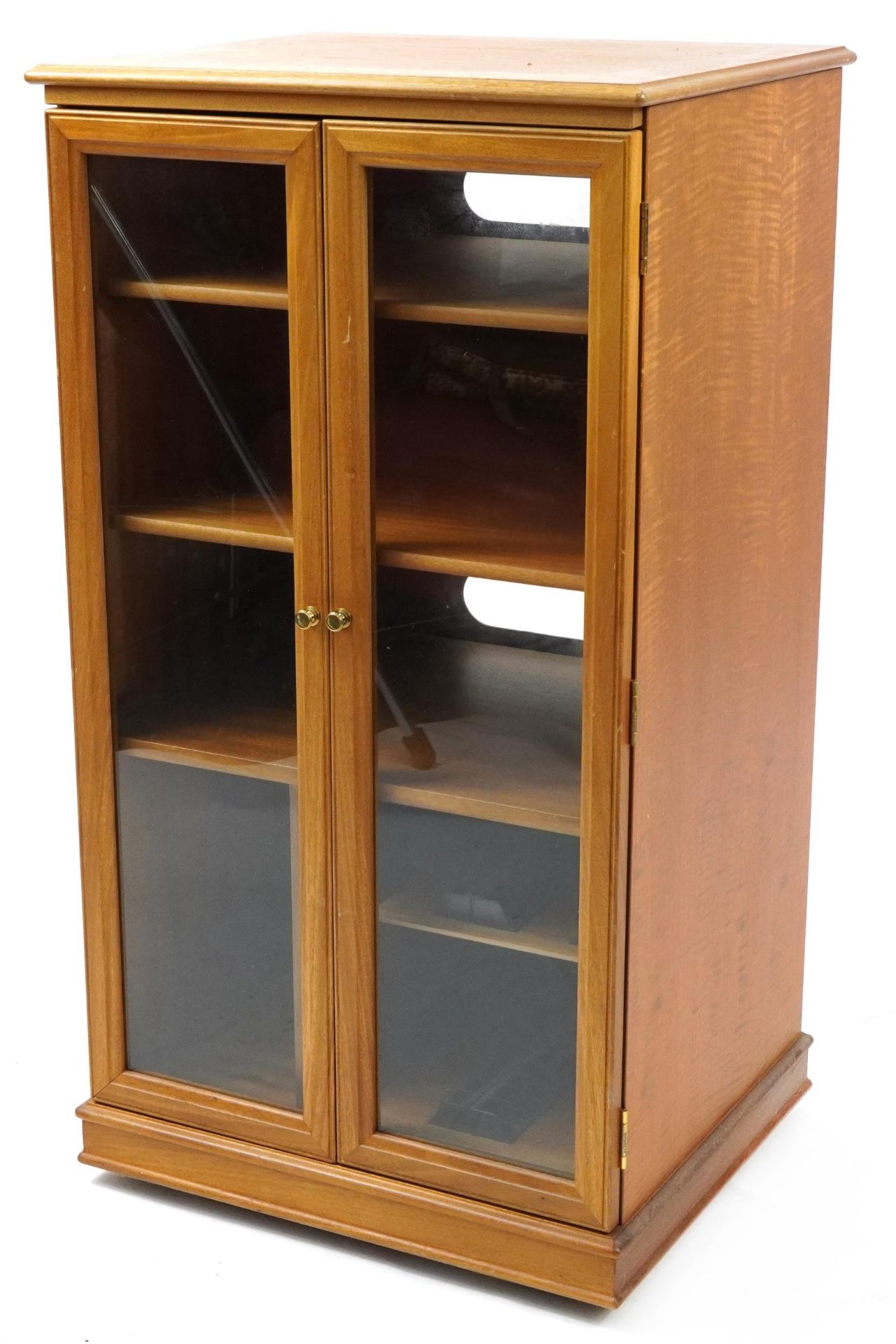 Light mahogany bookcase with glazed doors, 98cm H x 54cm W x 45cm D