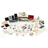 Vintage and later costume jewellery and wristwatches including a silver bracelet, circular silver