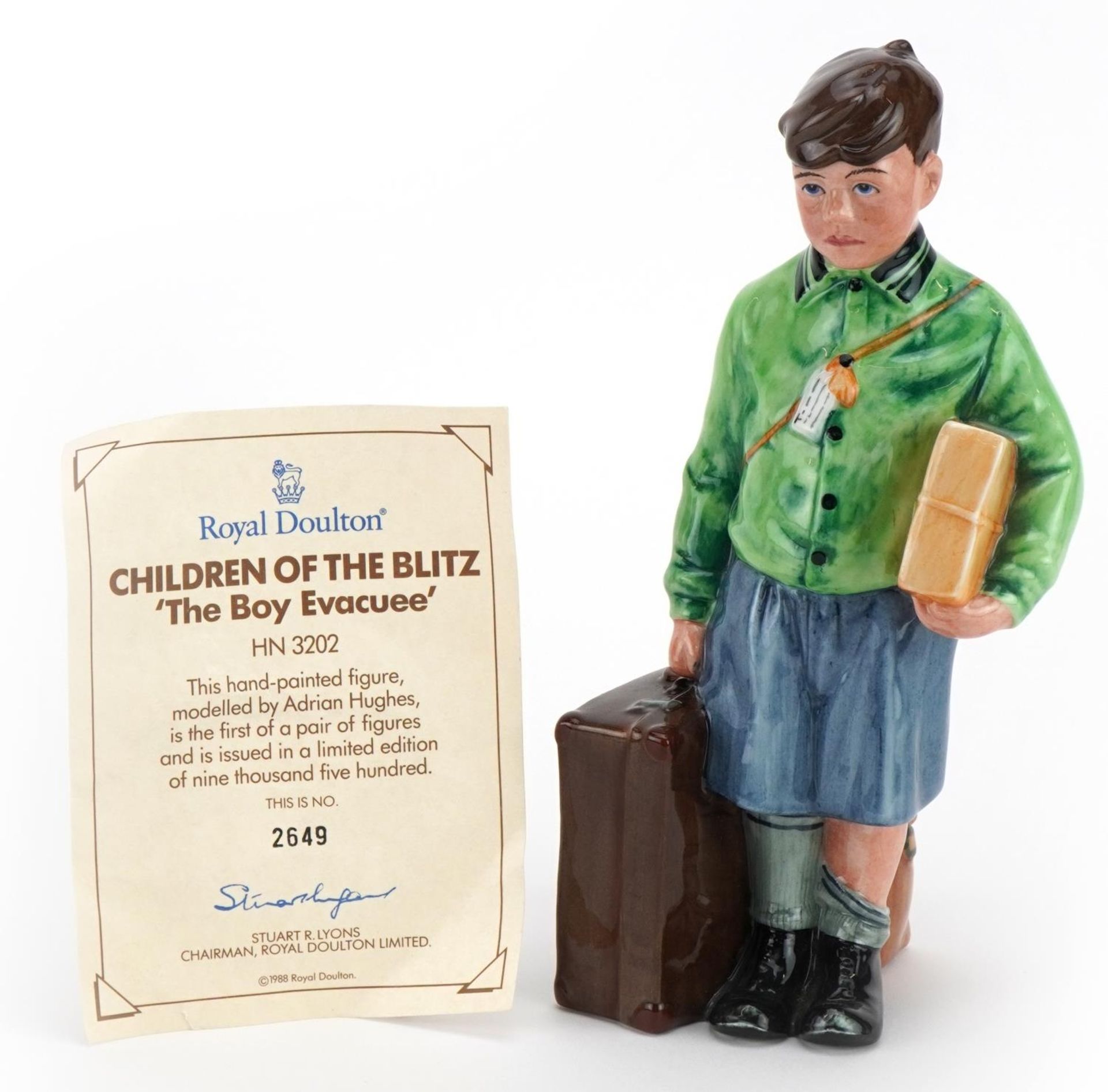 Royal Doulton Children of the Blitz figure with certificate, The Boy Evacuee HN3202, limited edition - Image 2 of 4