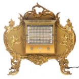 Rococo style gilt brass Belling electric heater mounted with Putti, 71cm high x 70cm wide
