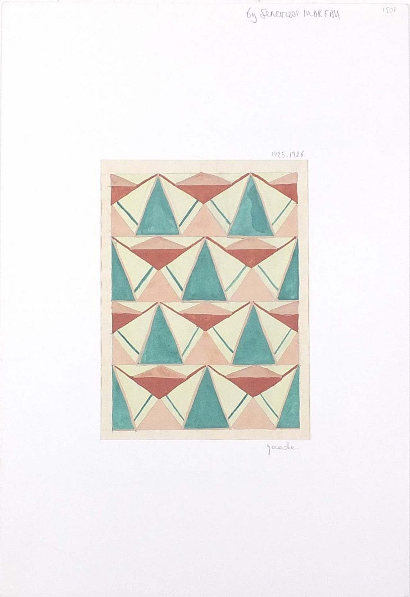 Abstract composition, geometric shapes, three Art Deco gouache on cards, each mounted, unframed, the - Image 7 of 12