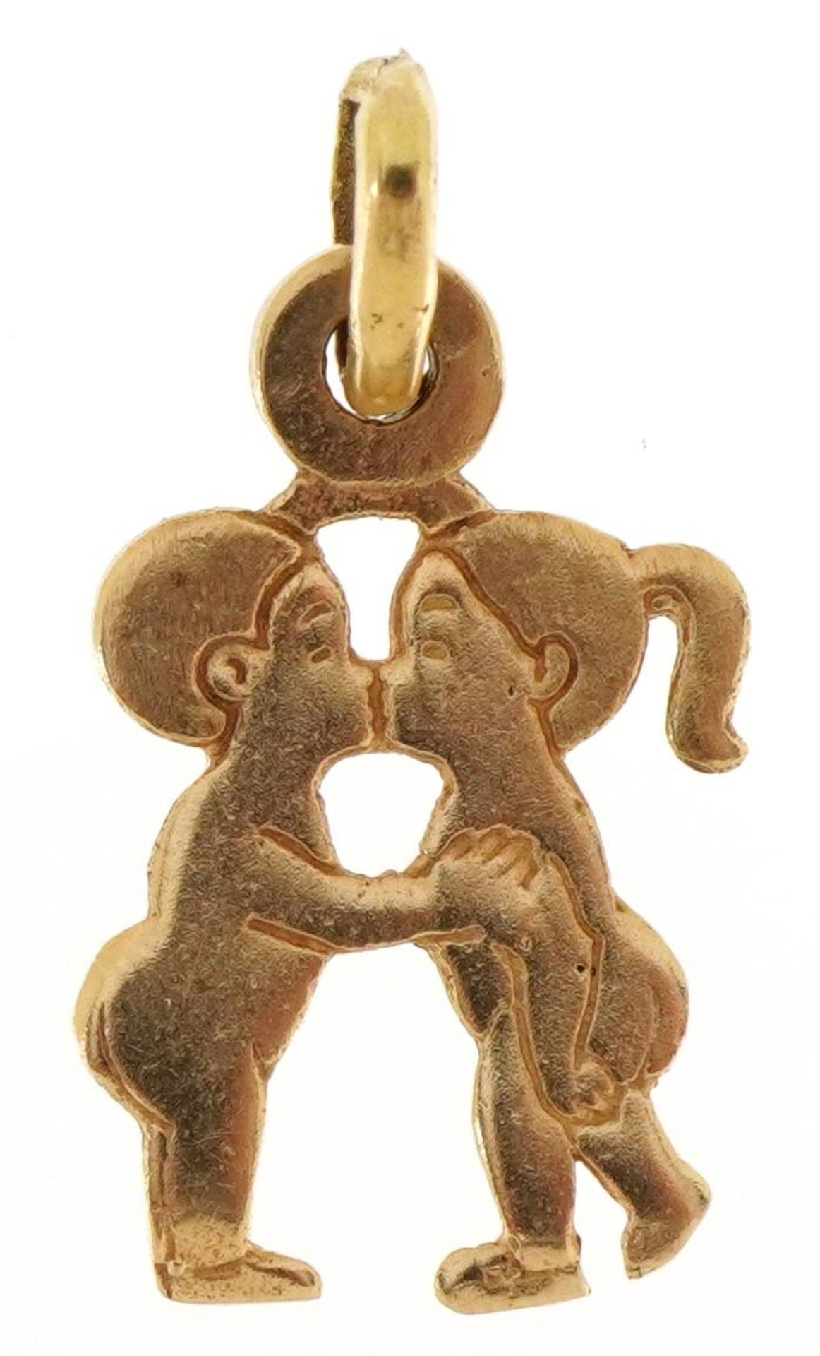 14k gold boy and girl charm, 2.1cm high, 1.3g