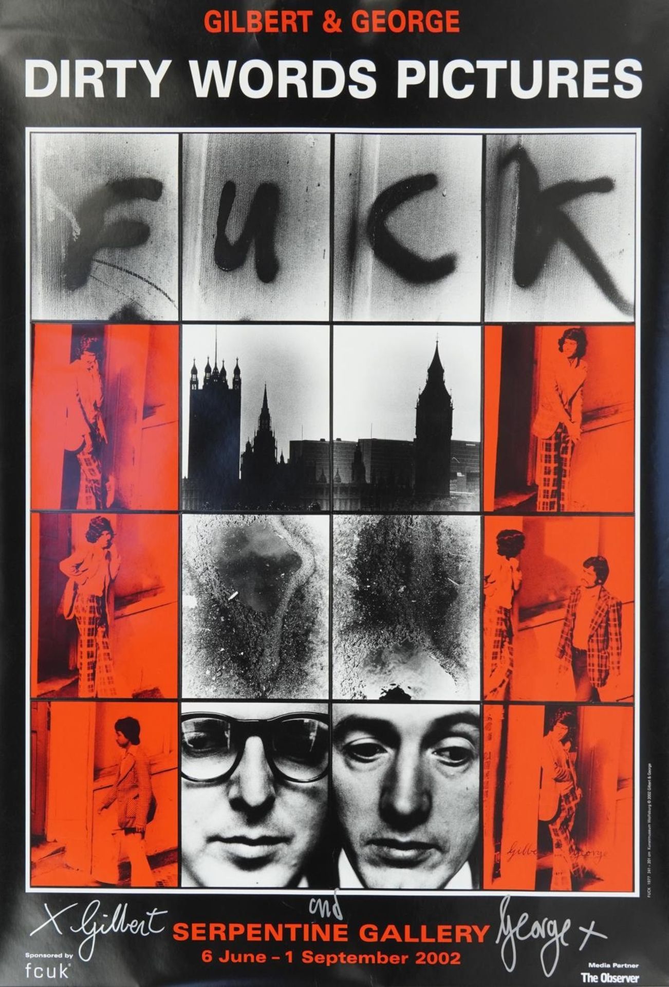 Gilbert & George Dirty Words Pictures Serpentine Gallery poster signed Gilbert & George, published F