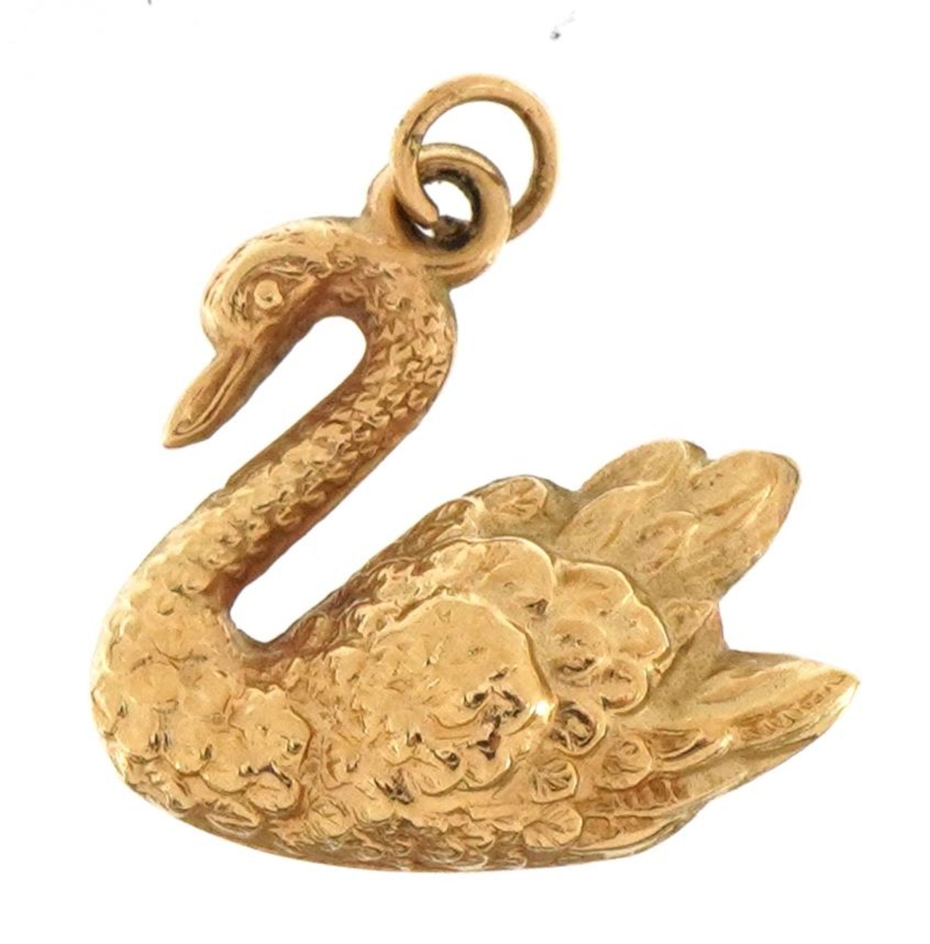 Unmarked gold swan charm, 1.6cm wide, 0.8g
