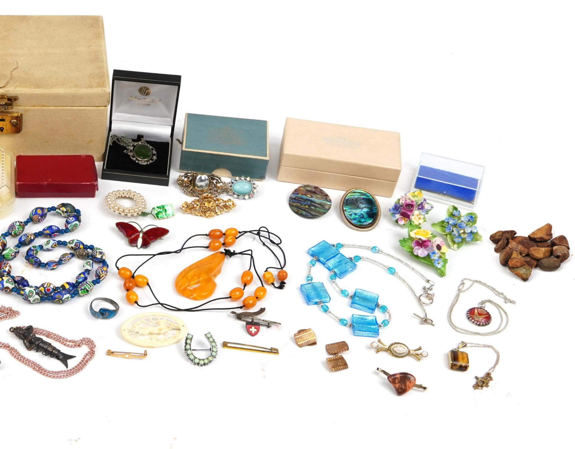 Vintage and later costume jewellery including bracelets, cufflinks, brooches and a simulated pearl - Image 3 of 3