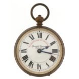 Gentlemen's Superior Railway Timekeeper open face pocket watch with enamelled dial, 53mm in diameter