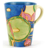 Clarice Cliff, Art Deco Fantasque cup hand painted with fruit, 9.5cm high