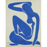 After Henri Matisse - Nu Bleu VI vintage lithograph in colour, The Medici Society label verso,