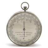 Large steel cased hanging compensated barometer with silvered dial retailed by Thornton & Co of