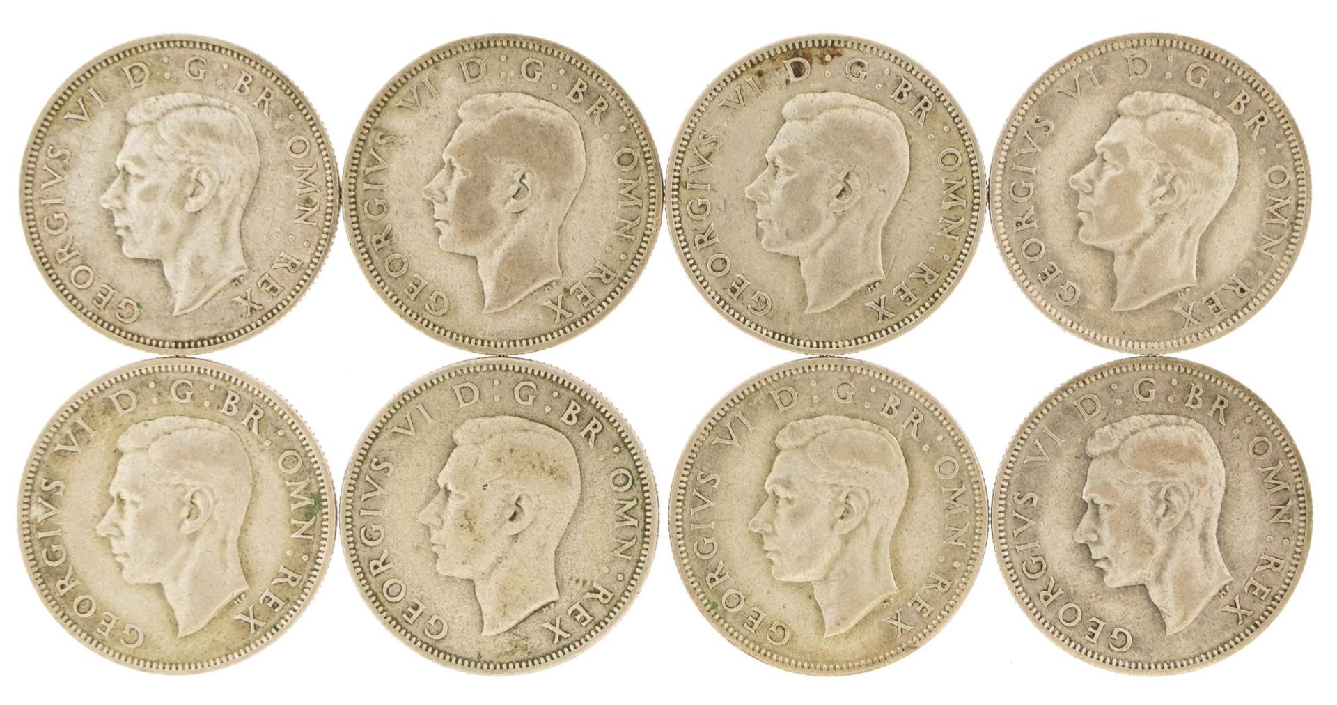 Eight George VI two shillings, 1938 - 1945, 89.6g - Bild 4 aus 4