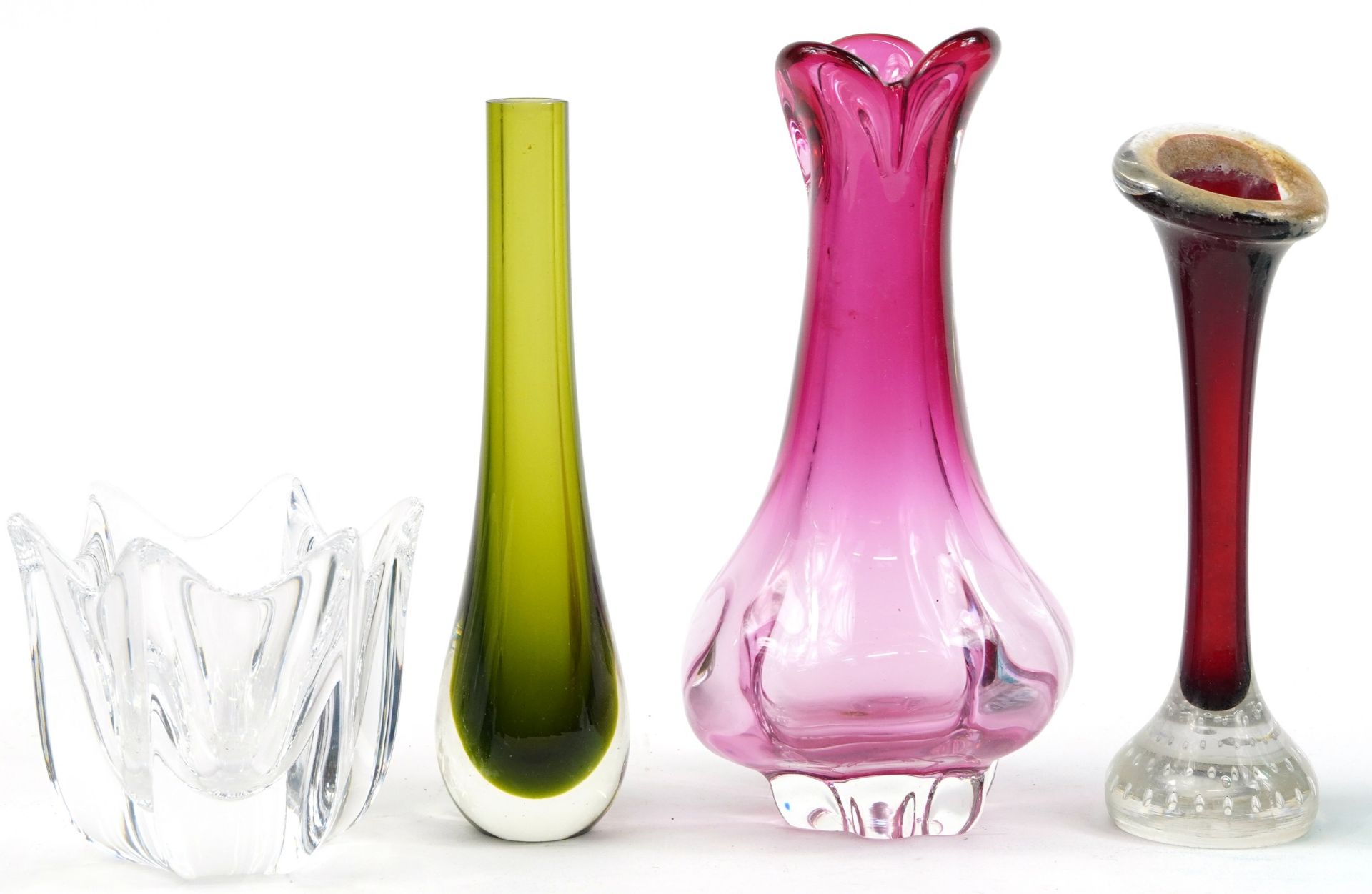 Retro glassware including signed Swedish Strombergshyttan studio glass candlestick, the largest 23cm - Image 2 of 3