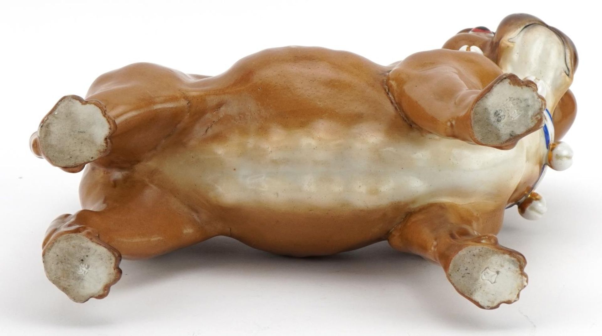 19th century continental porcelain model of a Pug dog, impressed marks and numbers to the feet, 24cm - Bild 3 aus 3