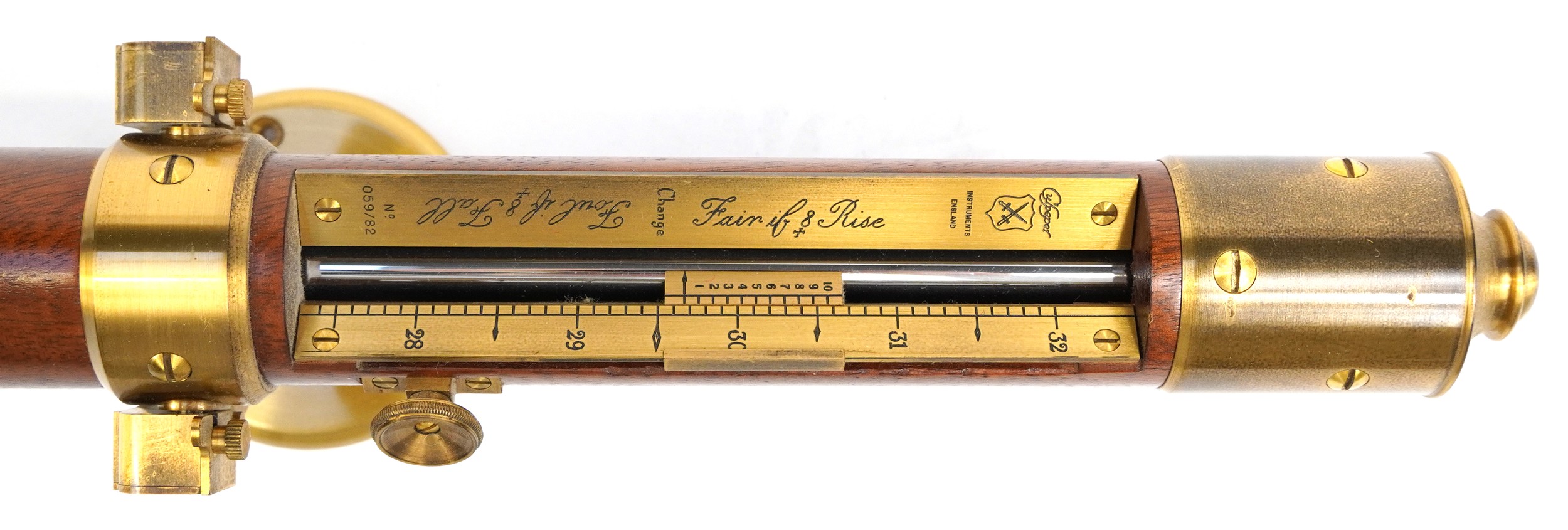 Mahogany and brass ship's stick barometer by Culpeper Instruments numbered 059/82, 96.5cm in length - Image 2 of 3