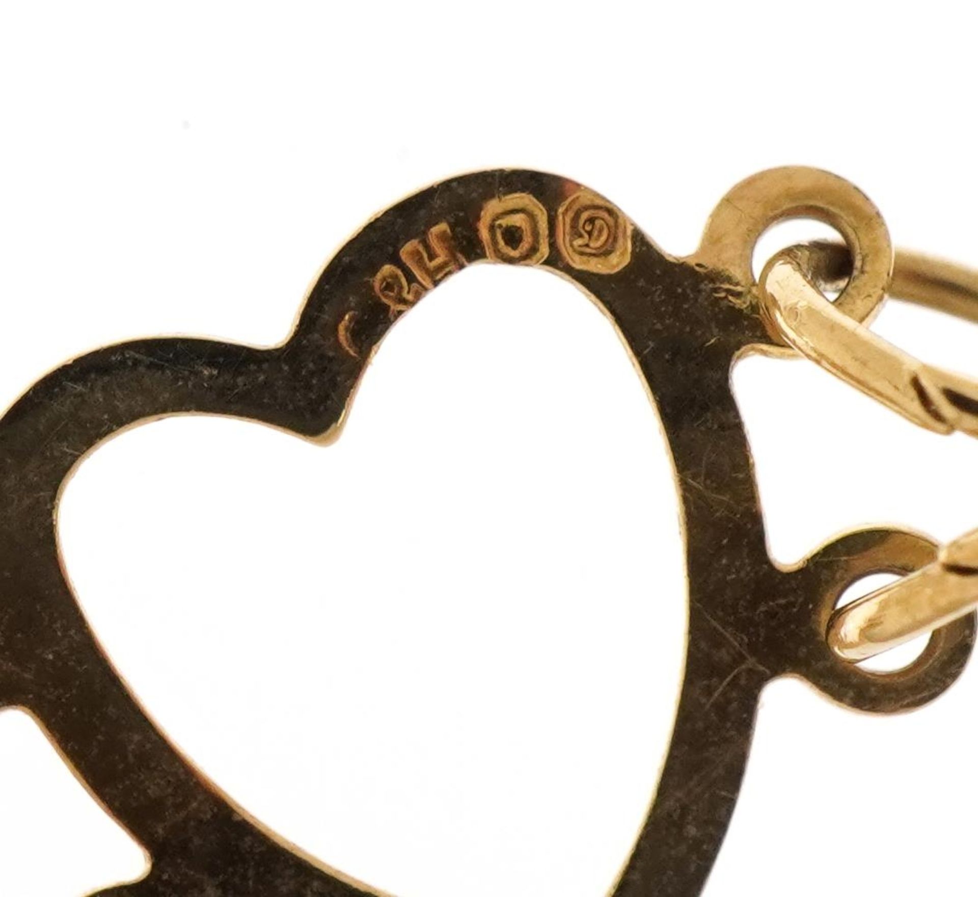 9ct gold love heart bracelet, 20cm in length, 3.3g - Bild 3 aus 3