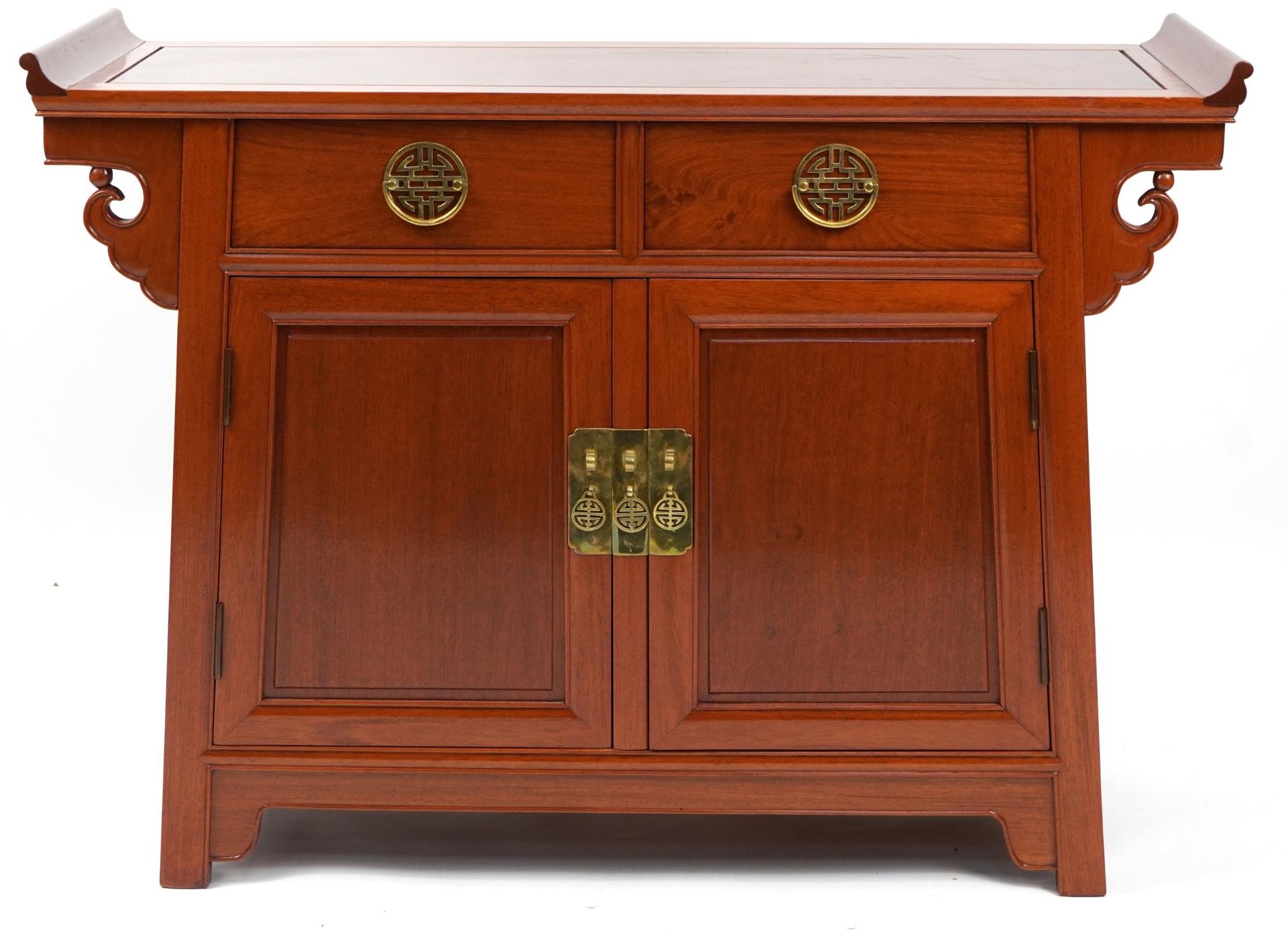 Chinese hardwood side cabinet with a pair of drawers above a pair of cupboard doors, 84cm H x - Bild 2 aus 4