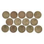 Fourteen George VI two shillings, 1938-1951, approximately 156g