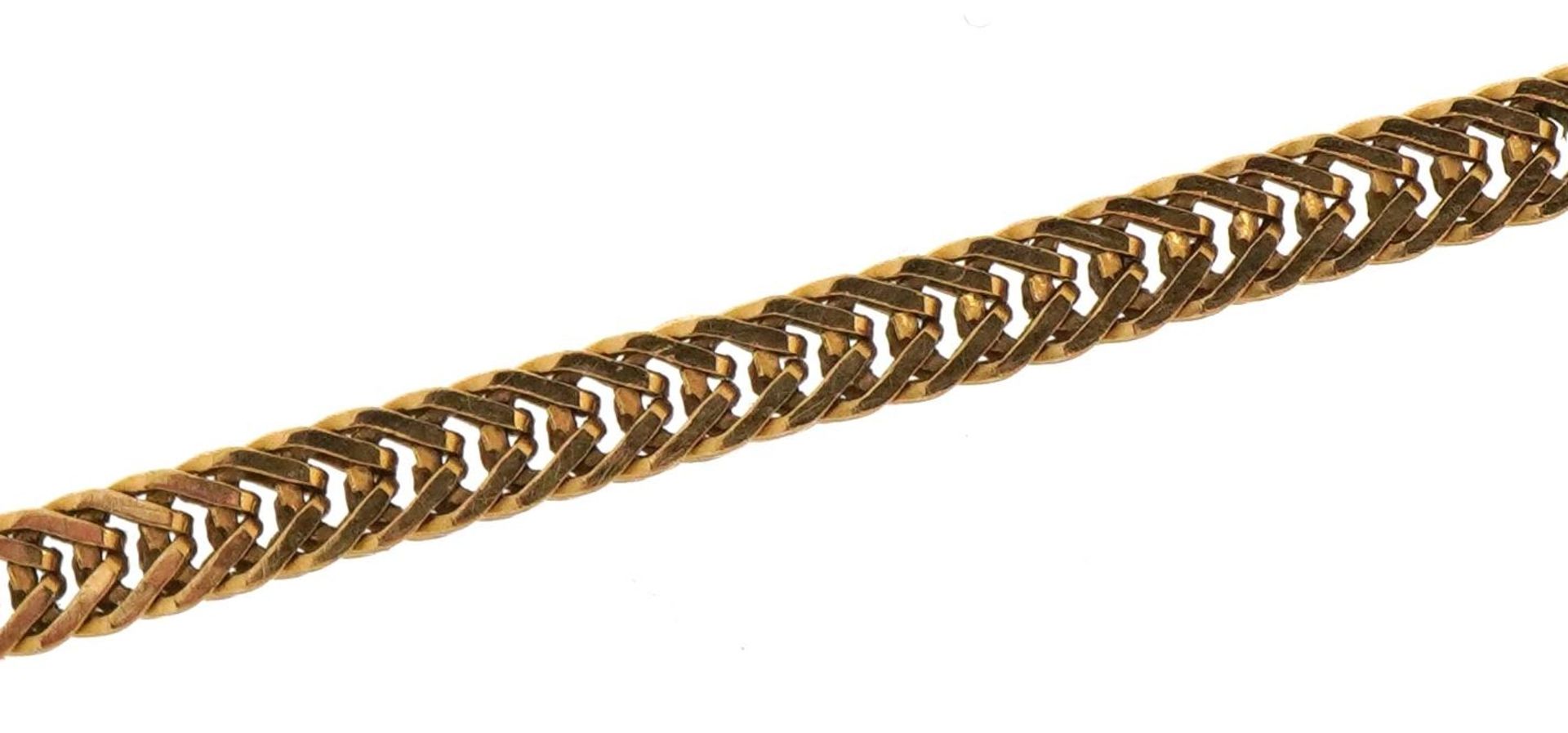 9ct gold snake link bracelet, 18.5cm in length, 1.9g