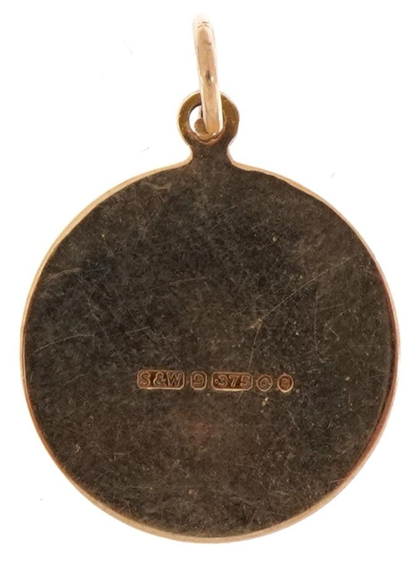 9ct gold female with mirror pendant, 1.7cm high, 1.8g - Bild 2 aus 3