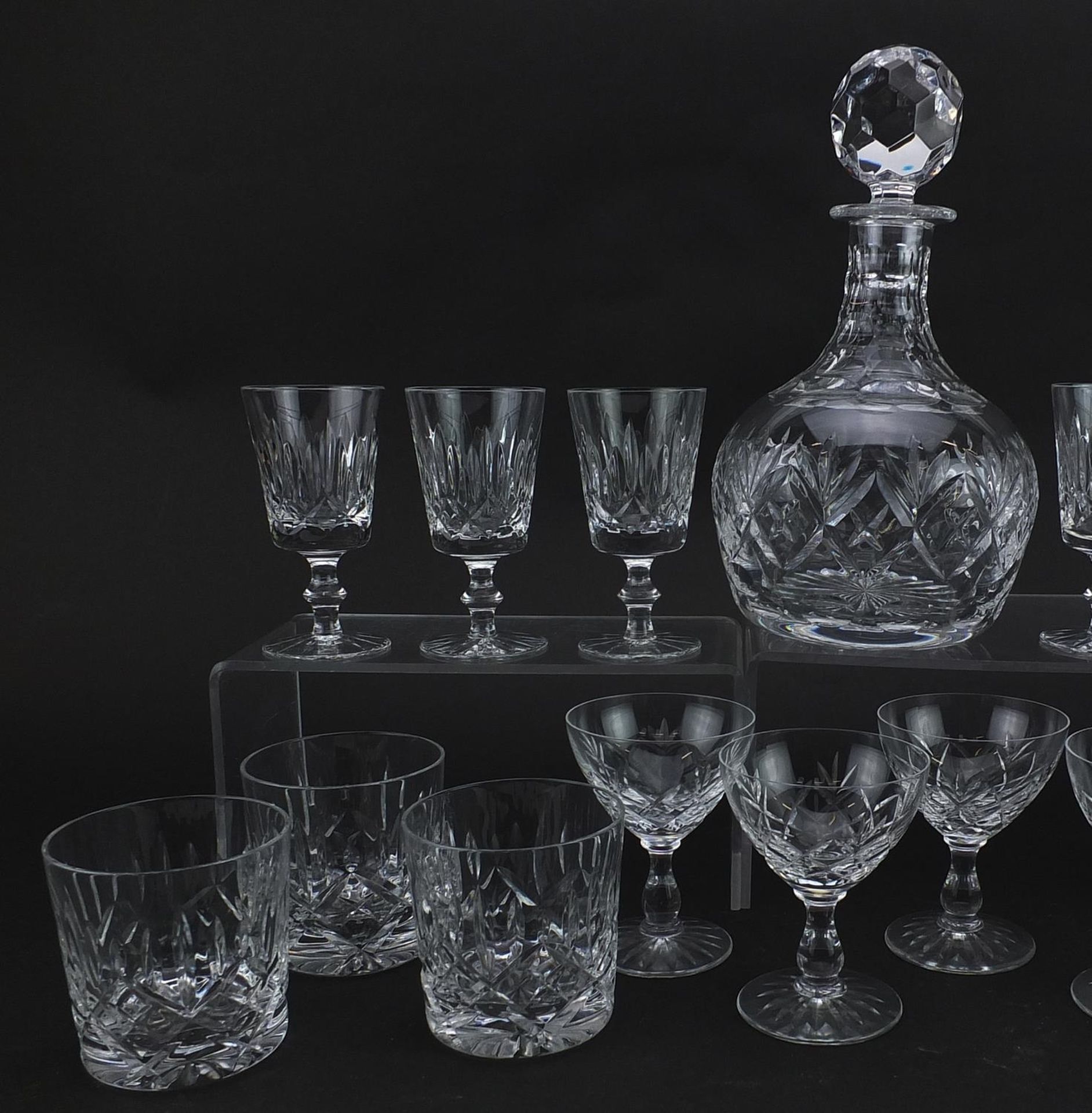 Royal Doulton crystal decanter and three sets of glasses, the decanter 23cm high - Image 2 of 4