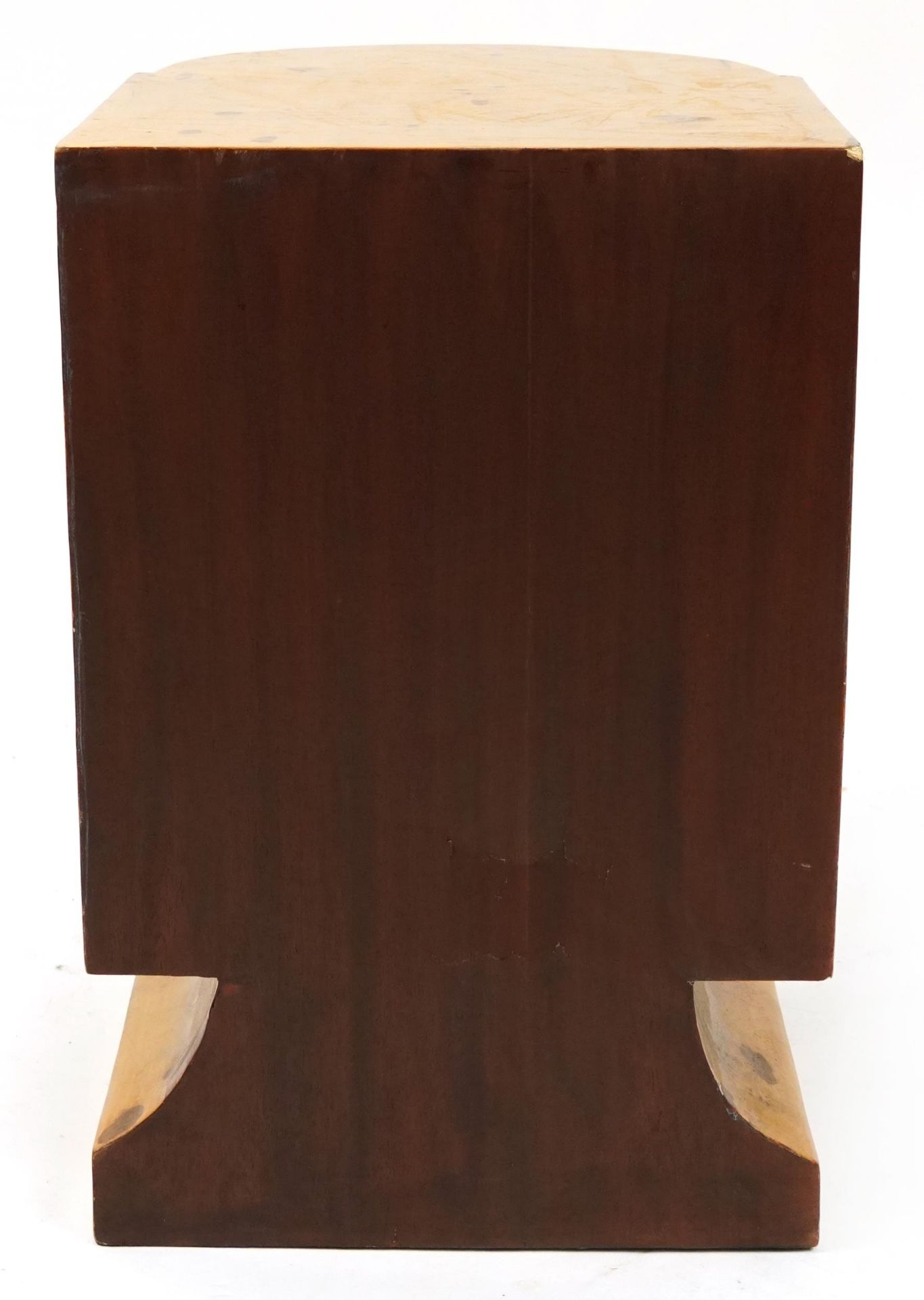 Art Deco style bird's eye maple effect two drawer bedside chest, 58.5cm H x 40cm W x 47.5cm D - Bild 3 aus 3