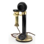 Vintage gilt brass stick telephone, 30cm high