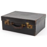 Victorian brown leather travelling vanity case with brass fittings, 44.5cm wide