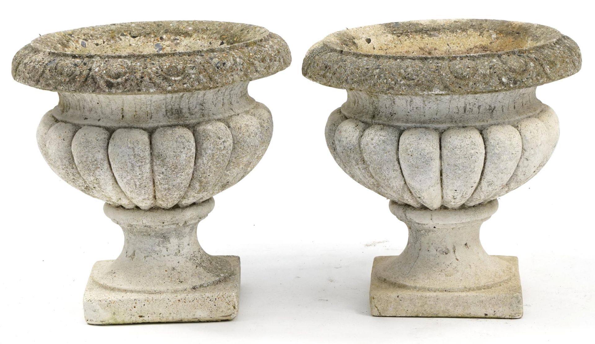 Pair of garden stoneware concrete planters, 38cm high - Image 2 of 2