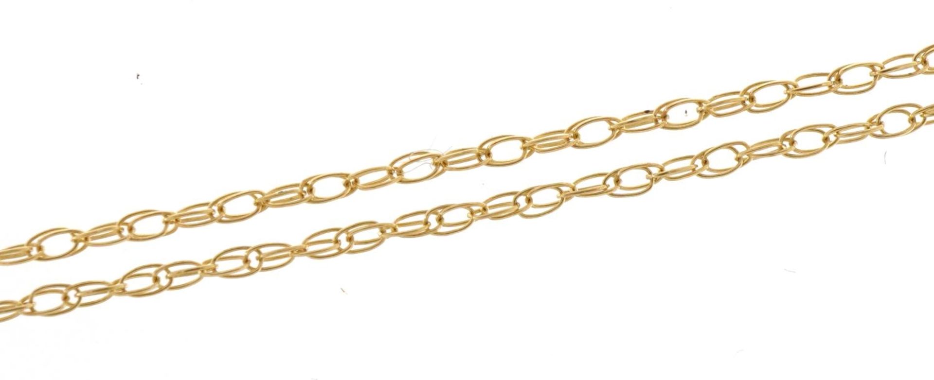 9ct gold necklace, 40cm in length, 0.6g