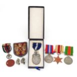 British military World War II medal group including masonic medal awarded to W Bro J M Norman, three