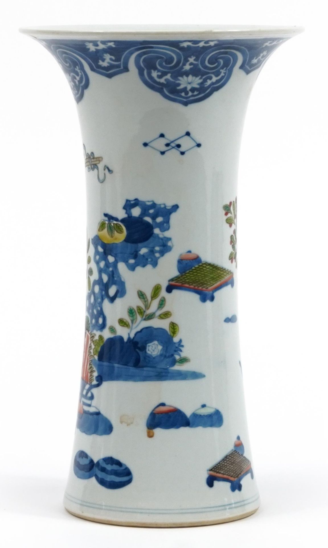 Chinese porcelain wucai vase hand painted with flowers, six figure character marks to the base, 32cm - Image 2 of 3