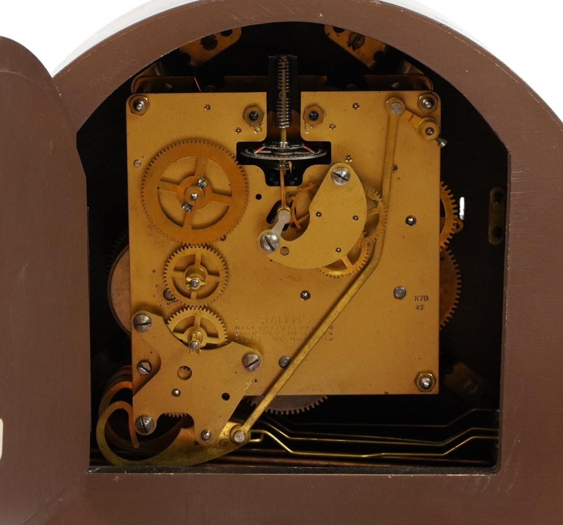 Three mahogany cased striking and Westminster chime mantle clocks comprising Smiths, Seth Thomas and - Image 5 of 7