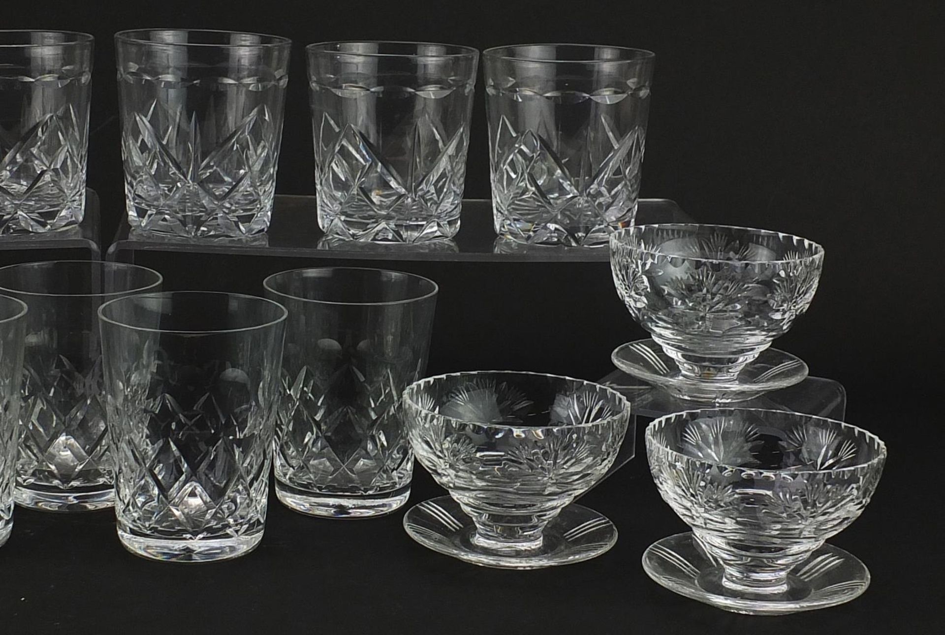 Cut glassware comprising set of six tumblers, set of six sundae dishes and five other tumblers - Image 3 of 3