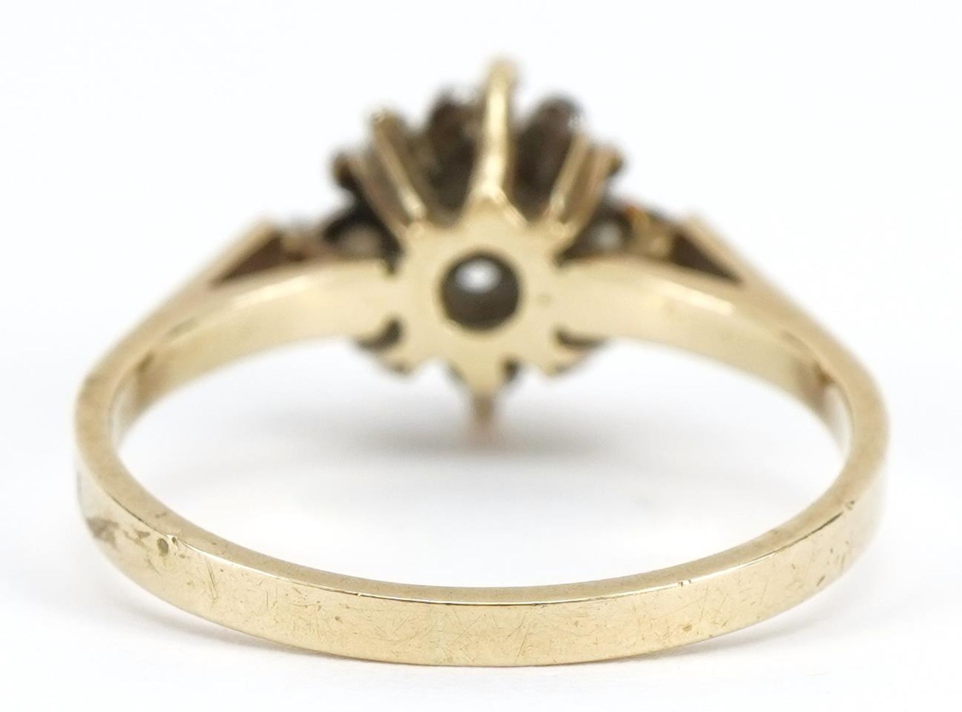 9ct gold diamond two tier ring, Sheffield 1980, size M, 2.2g - Image 2 of 3