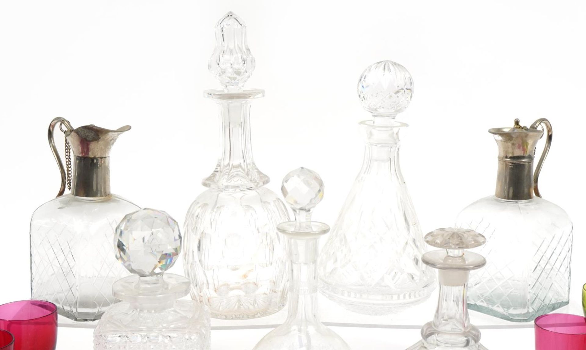 Antique and later cut glassware including brandy glasses, decanters and cranberry glass, the largest - Bild 2 aus 4